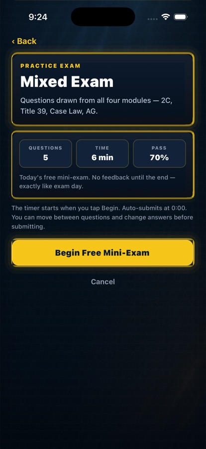 Practice exam intro: questions, time and pass mark